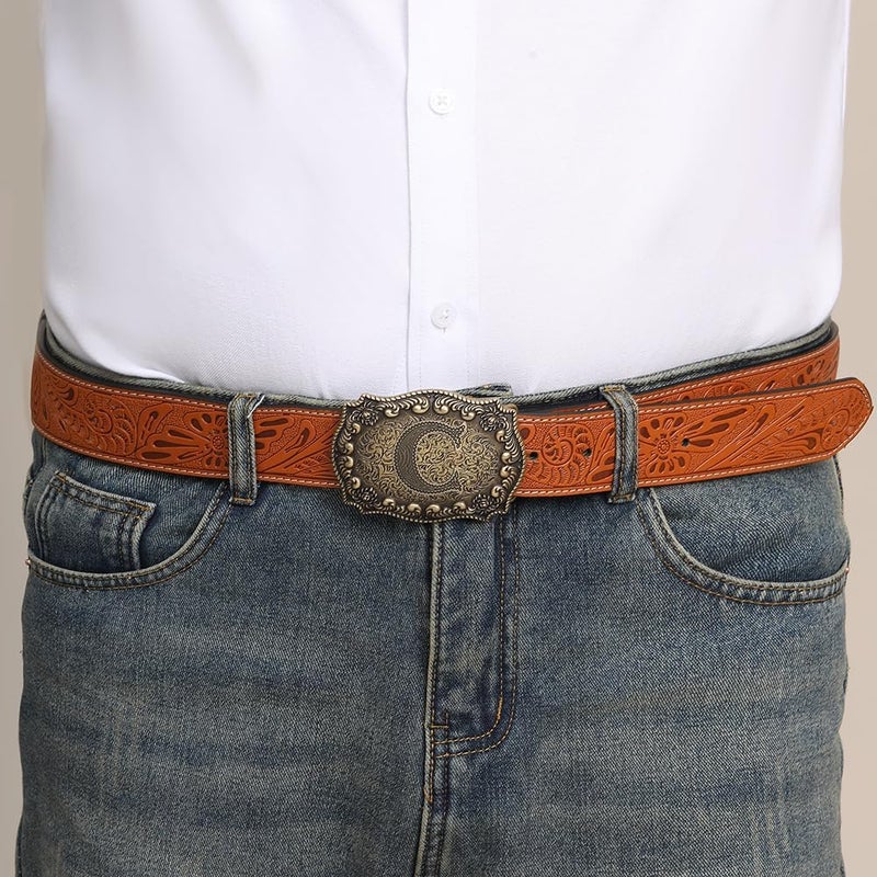 Btilasif Store Belt Buckles Men Western Cowboy Initial Letters ABCDJMR Mens Texas Rodeo Belt Buckle for Boys Girls - Image 5